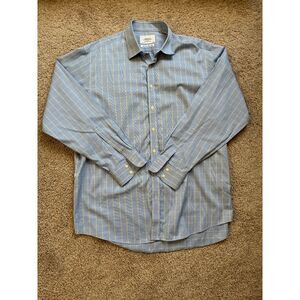 Charles Tyrwhitt Blue Plaid Non-Iron Classic Fit Button-Down Shirt -XL (17.5/36)